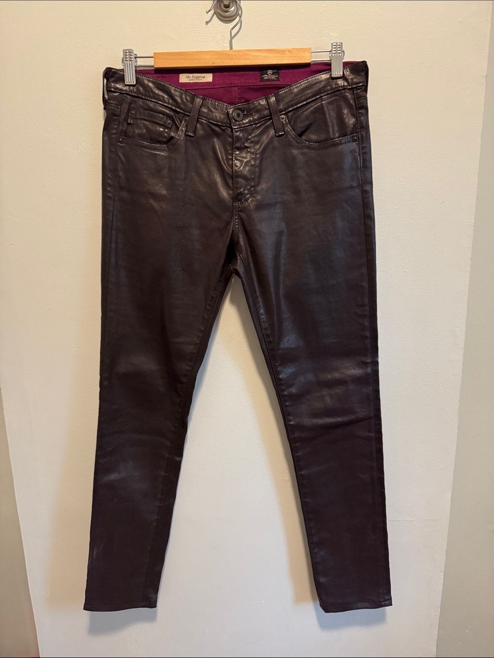 Ag Adriano Goldschmied Maroon Exterior with Magenta Lining Jeans